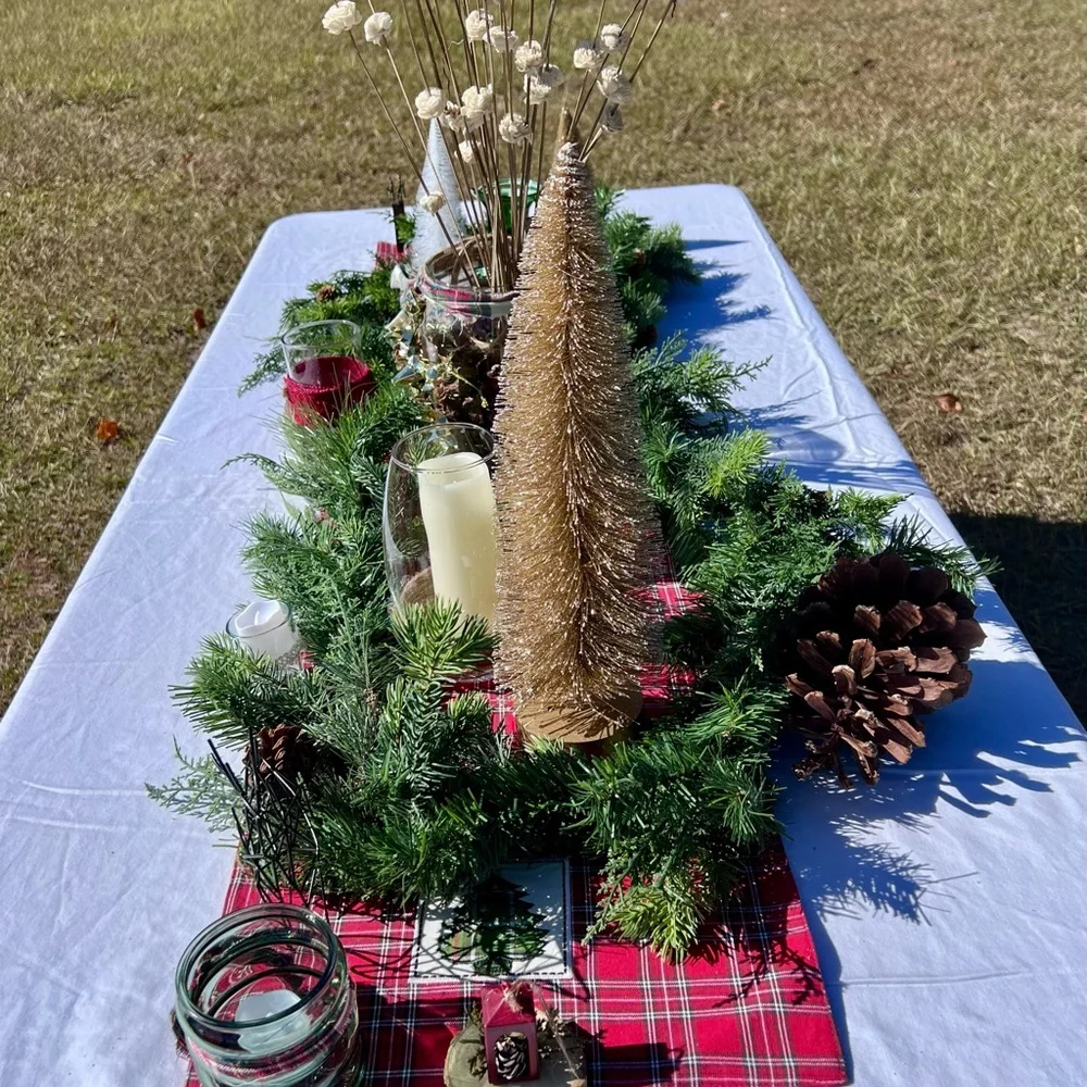 Festive Red, Gold and Green Holiday Table‎ Centerpiece Decorative Bundle